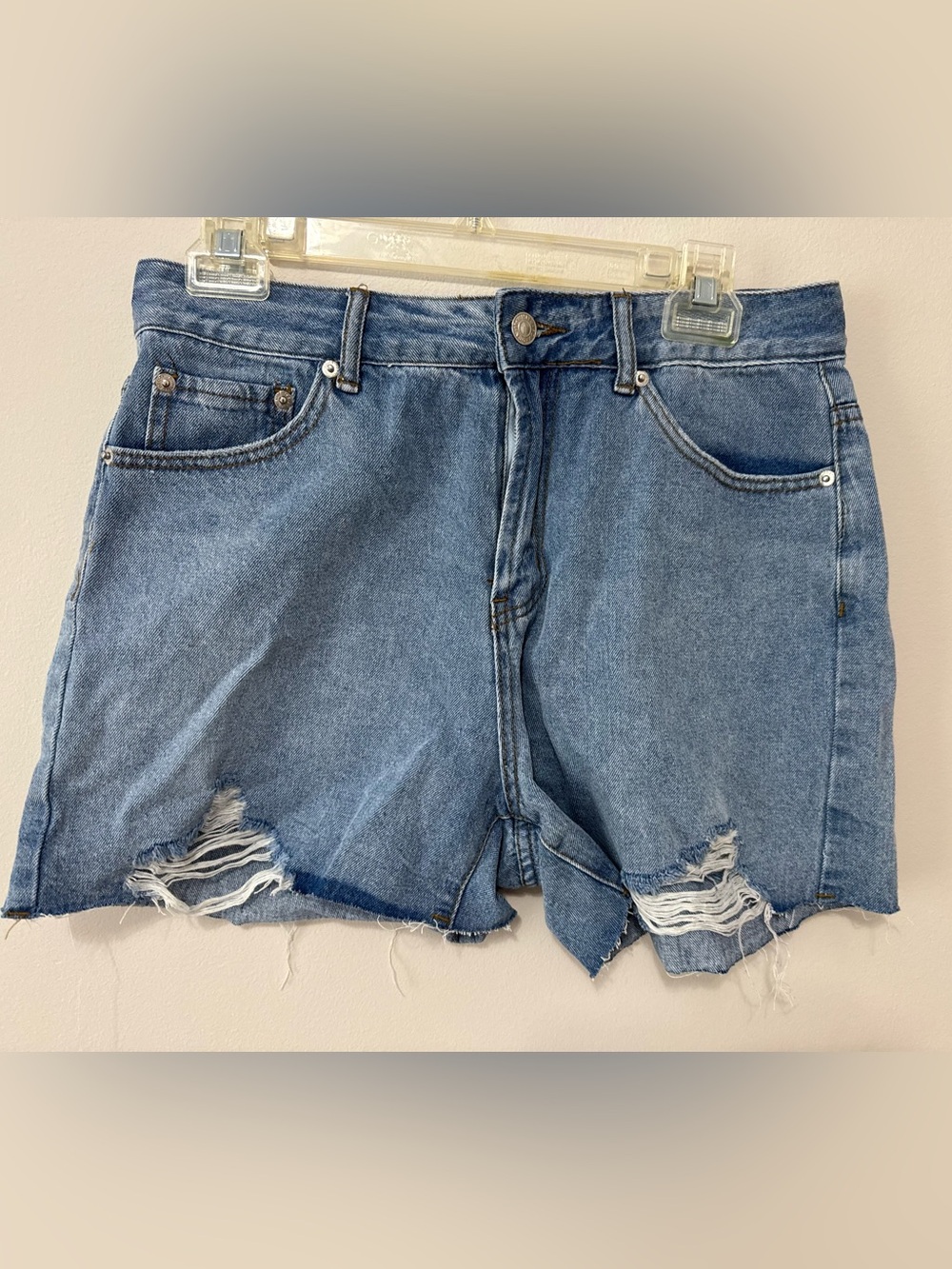 White Fox Boutique Distressed Light Blue Jean Shorts